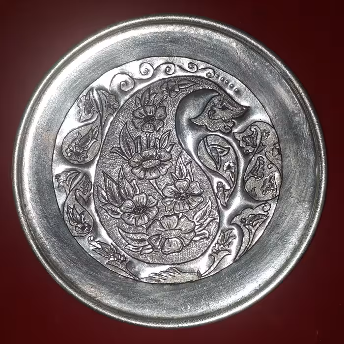 بشقاب قلم زنی شده طرح ایران سنتی