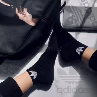 جوراب مچی آدیداس مشکی نخ پنبه فری سایز