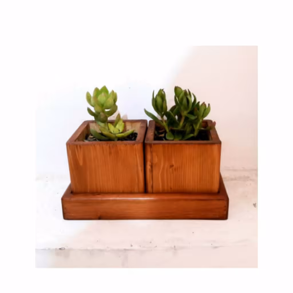 گلدان چوبی دوتایی 