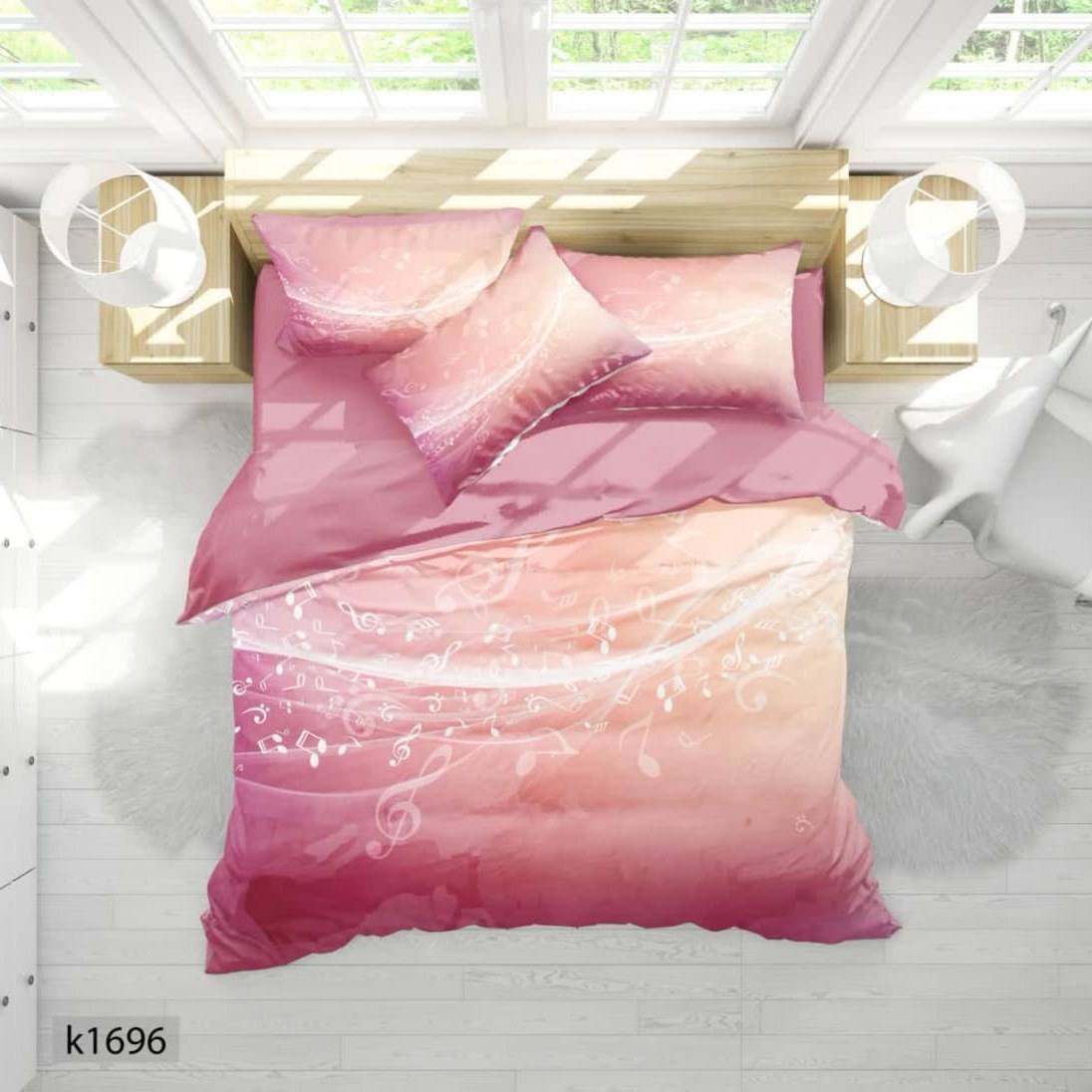 ست رو تختی چاپی 6 تیکه کالیفرنیا دو نفره   کد1696