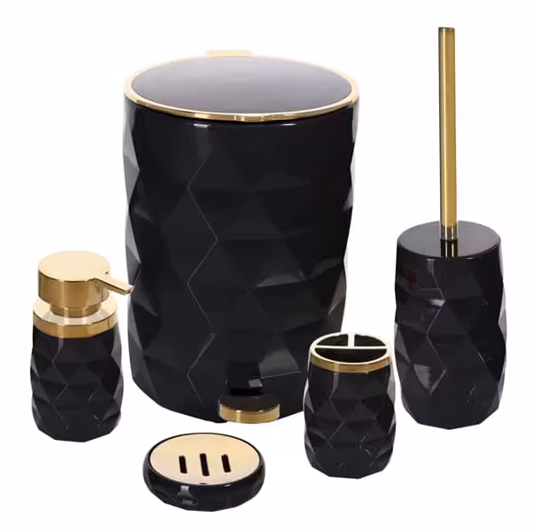 ست بهداشتی 5 پارچه آناناسی طلایی-مشکی کنتراست