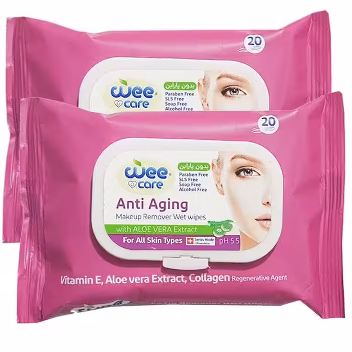 دستمال مرطوب وی کر مدل New Anti Aging مجموعه 2 عددی