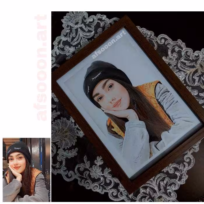 طراحی چهره مدادرنگی سایز آ4 هدیه ی تولد سورپزایز خاص سالگرد ازدواج 