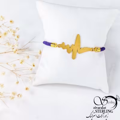 دستبند نخی بند آسانسوری پلاک استیل کد 11010