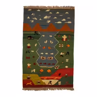 گلیم گبه دستباف قشقایی یک و نیم متری کد GLG9 پشم دستریس