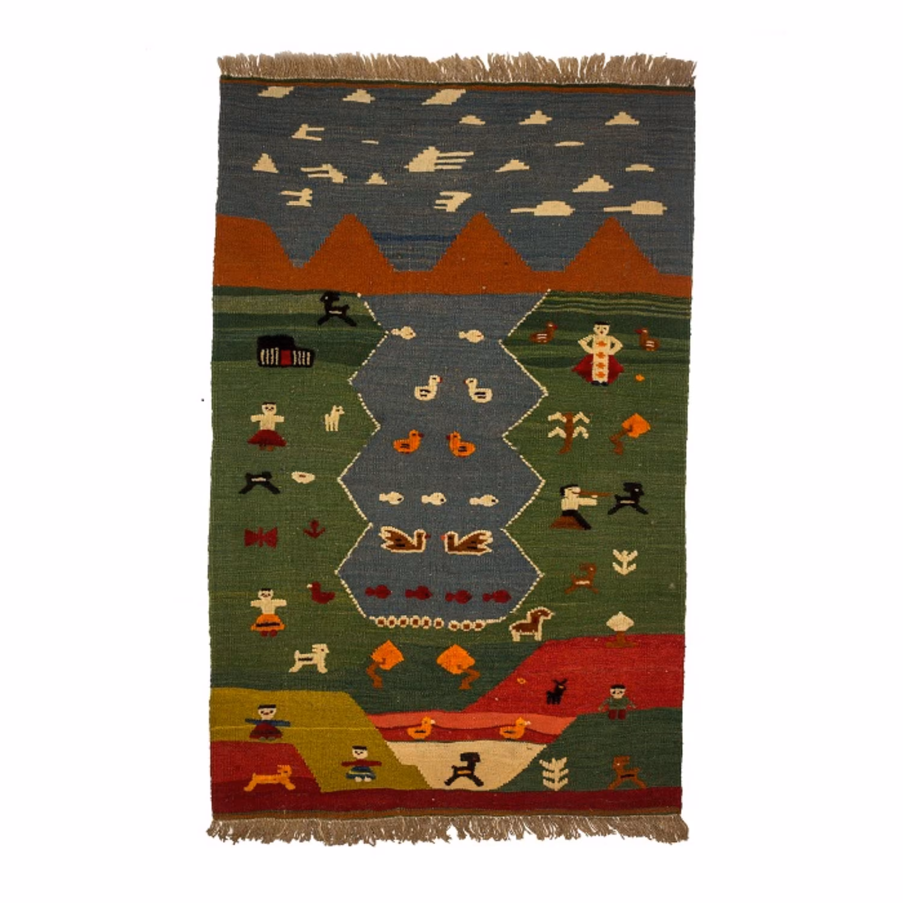 گلیم گبه دستباف قشقایی یک و نیم متری کد GLG9 پشم دستریس