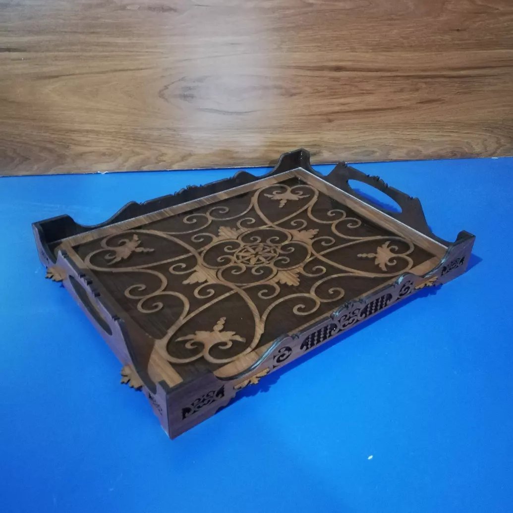 سینی چوبی شیشه ای