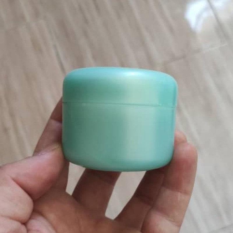 ظرف کرم 50گرمی سبزآبی دو جداره با درب پوش (بسته 10عددی)