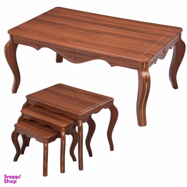 میز پذیرایی نگین چوب مدل ونیز مجموعه 4 عددی