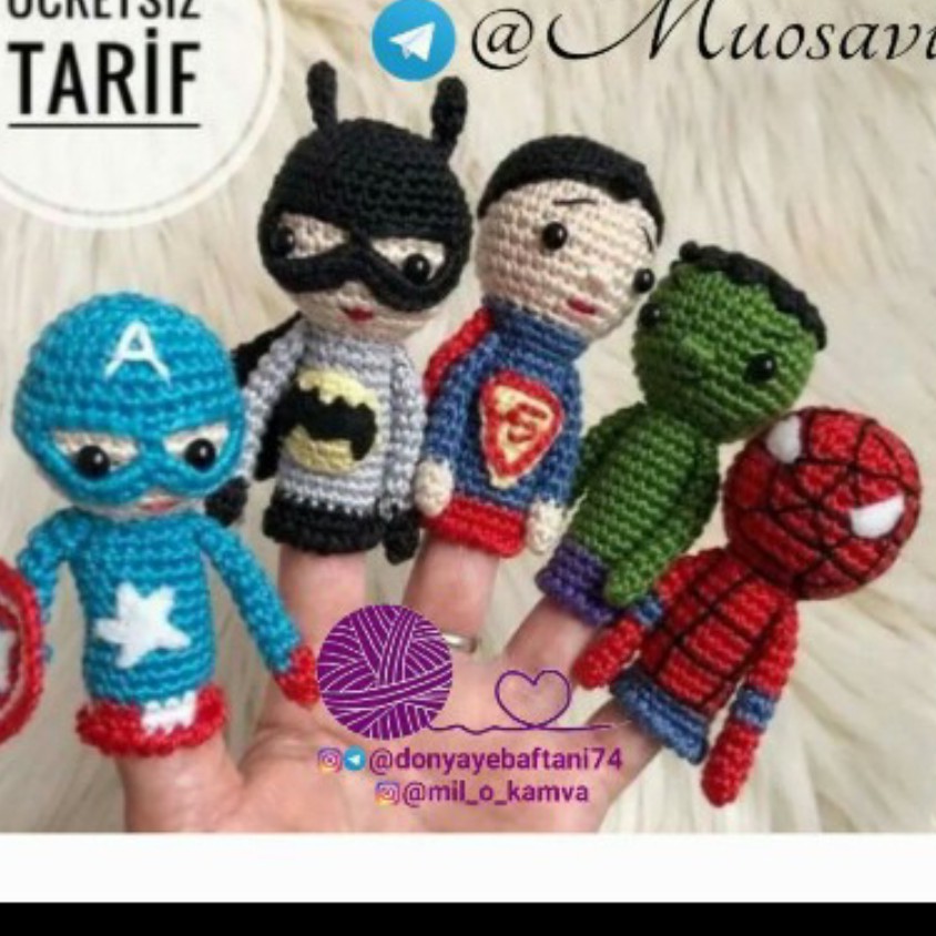 عروسک بافتنی انگشتی وسرمدادی ابرقهرما ن ها دونه ای65 