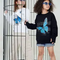 بلوز دخترانه دورس پنبه لاکرا  خاردار  سایز 40و45و50و55و60و65 مشکی و بنفش آستین فینگر دار نگین دار 