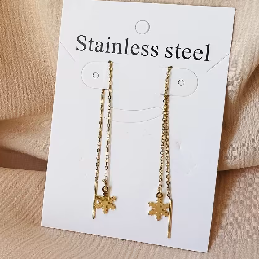 گوشواره بخیه ای استیل مدل گوله برف