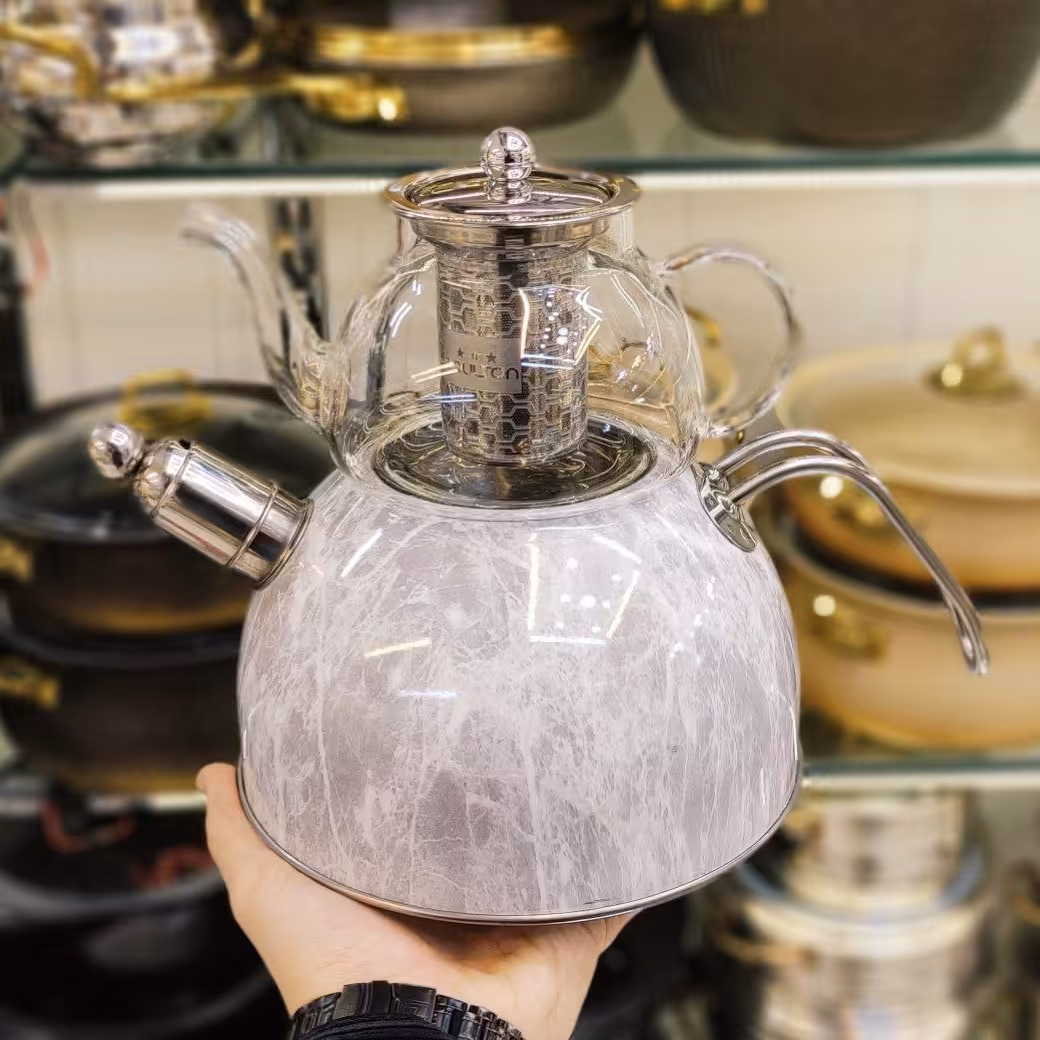 کتری قوری  استیل طرح سنگ  در 4 طرح هزینه ارسال پس کرایه است 