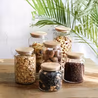 جا حبوباتی شیشه ای گرد ریوان سایز 5