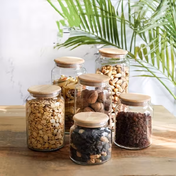 جا حبوباتی شیشه ای گرد ریوان سایز 5