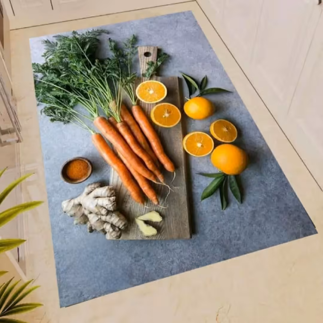 فرشینه آشپزخانه رویه مخمل درجه یک پشت چرم استپ دار بدون لغزندگی کد 2000