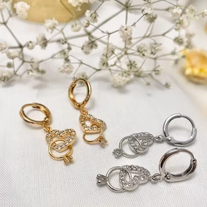 گوشواره استیل طرح قلب و حلقه زنانه و دخترانه