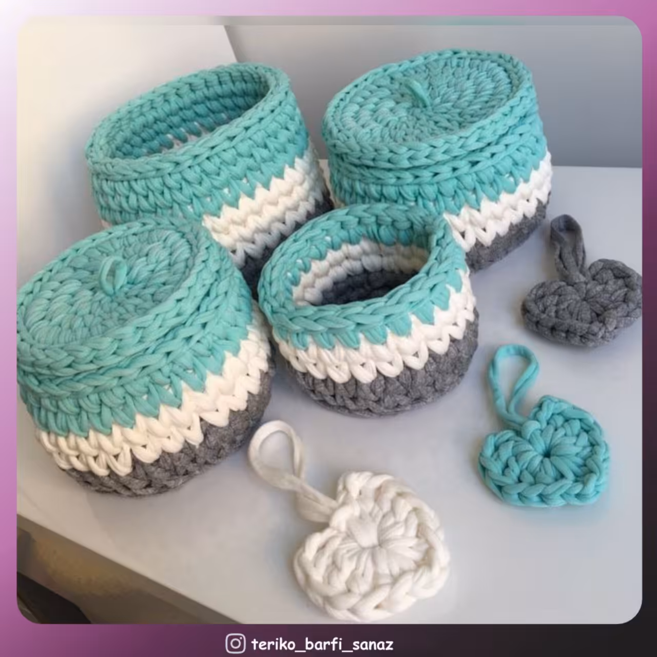 ست 4 تریکوبافی مدل قلب