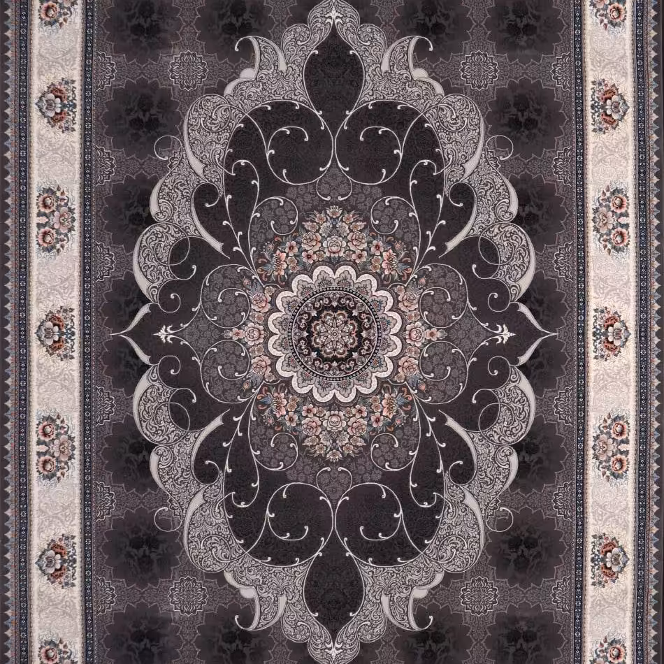 فرش  اکرلیک  12 متری 700 شانه طرح چکاوک رنگ دودی کد N297