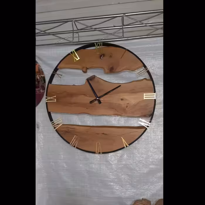 ساعت دیواری چوبی رینگ چوبی 