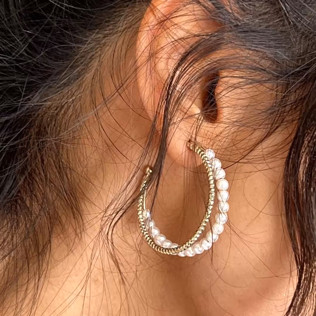 گوشواره حلقه ای مرواریدی