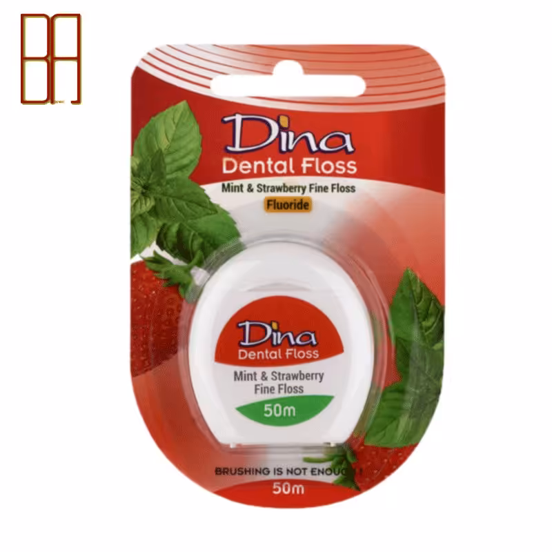 نخ دندان نازک نعناع و توت فرنگی دینا 50 متری
