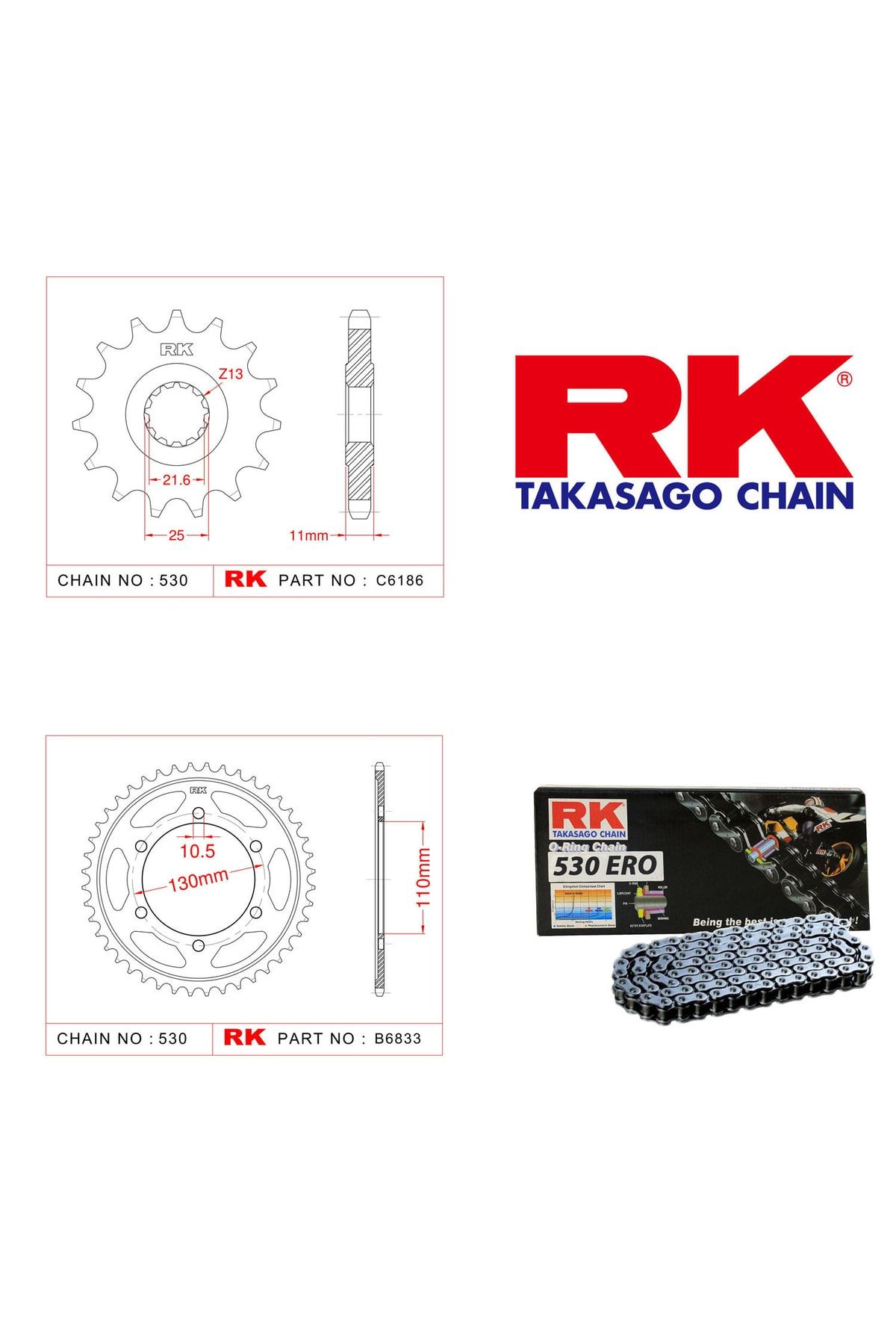 FZ 6 S RK GEAR 530 ERO O RING 16 46T 2004  Yamaha