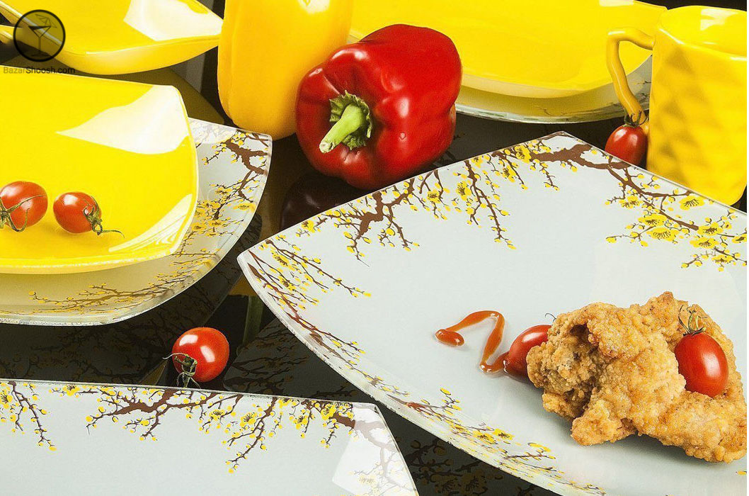 سرویس غذاخوری 25 پارچه مربع طرح شکوفه آرکوفام