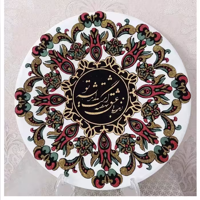 دیوارکوب سفالی مزین با قطعات زیبای پرشنگ مرغوب همدان 