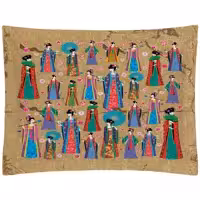 بالش الیاف ویسکوز ضد حساسیت با رویه مخمل طرح زنان ژاپنی مدل P2-157 سایز 70x50 شرکت تولیدی رنس