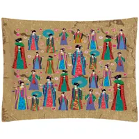 بالش الیاف ویسکوز ضد حساسیت با رویه مخمل طرح زنان ژاپنی مدل P2-157 سایز 70x50 شرکت تولیدی رنس
