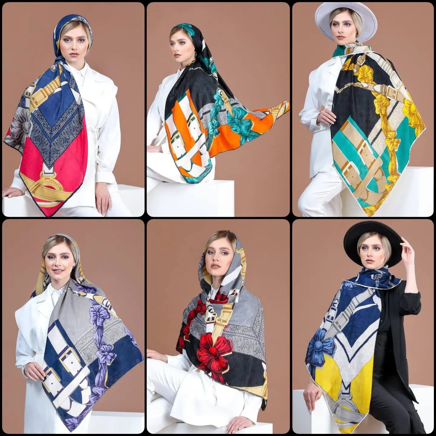 روسری نخی ژاکارد دور دست دوز