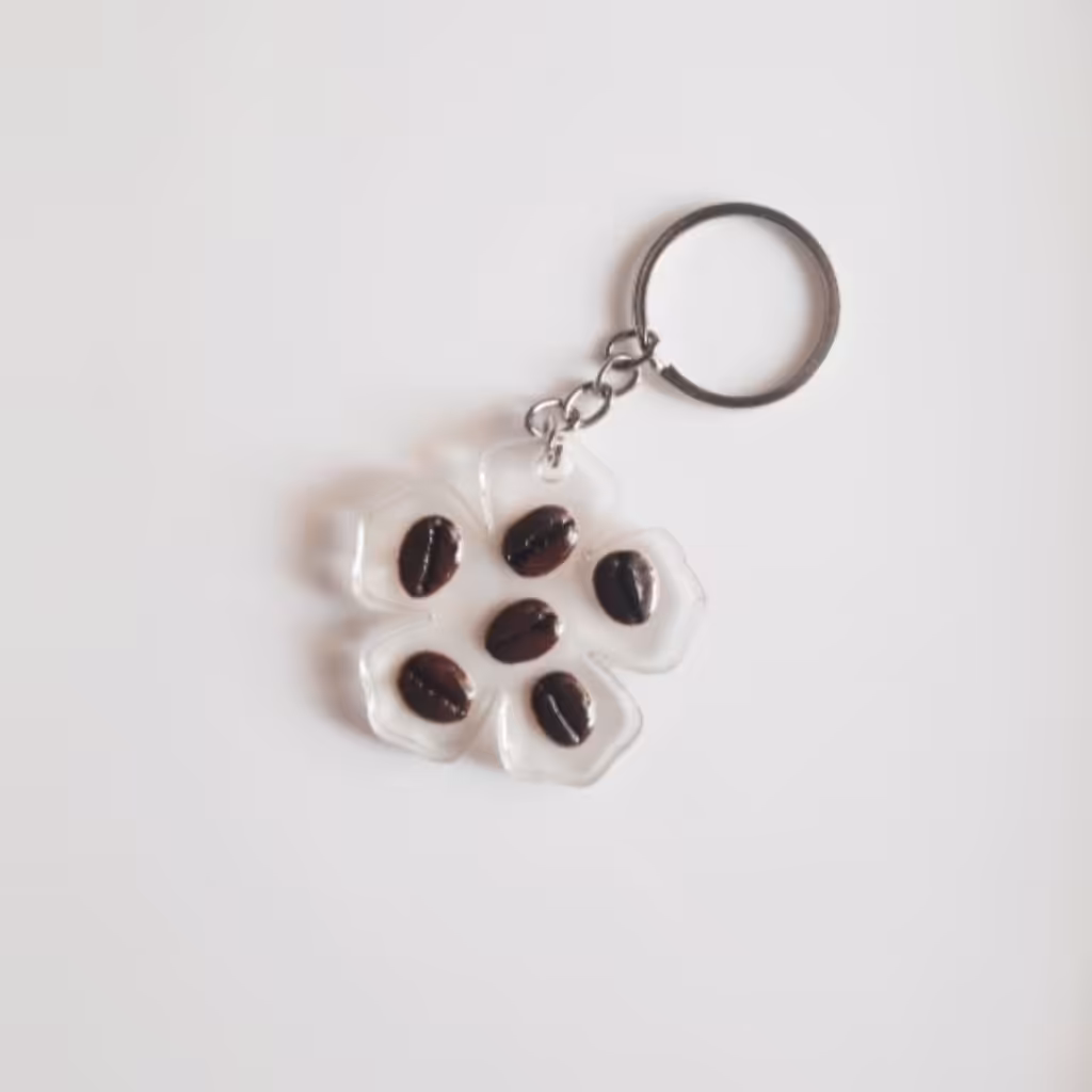 جاکلیدی قهوه رزینی گلبرگ حلقه نقره ای