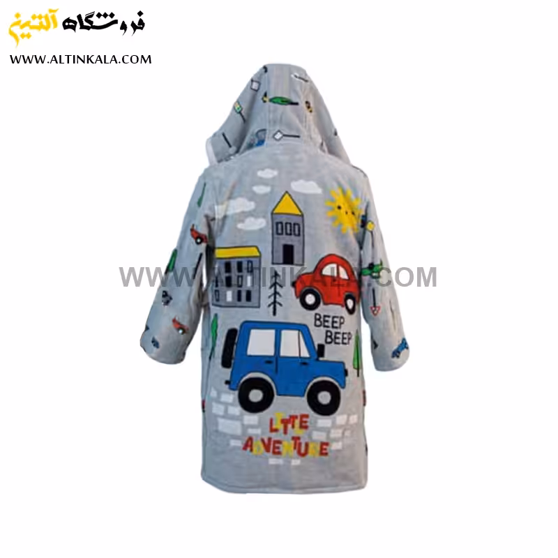 حوله پالتویی بچه گانه پودایران طرح ترافیک طوسی سایز 100