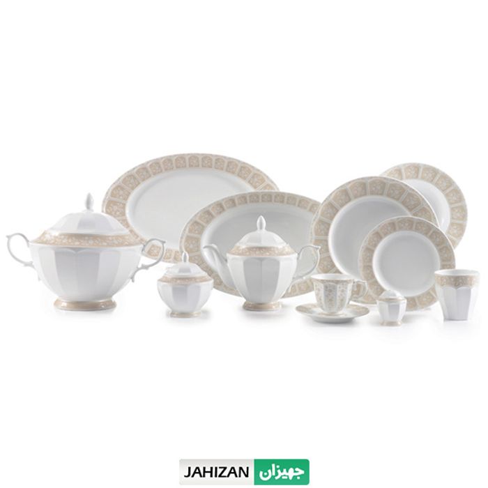 سرویس چینی زرین 103پارچه آرتمیس صورتی نئوکلاسیک (عالی)