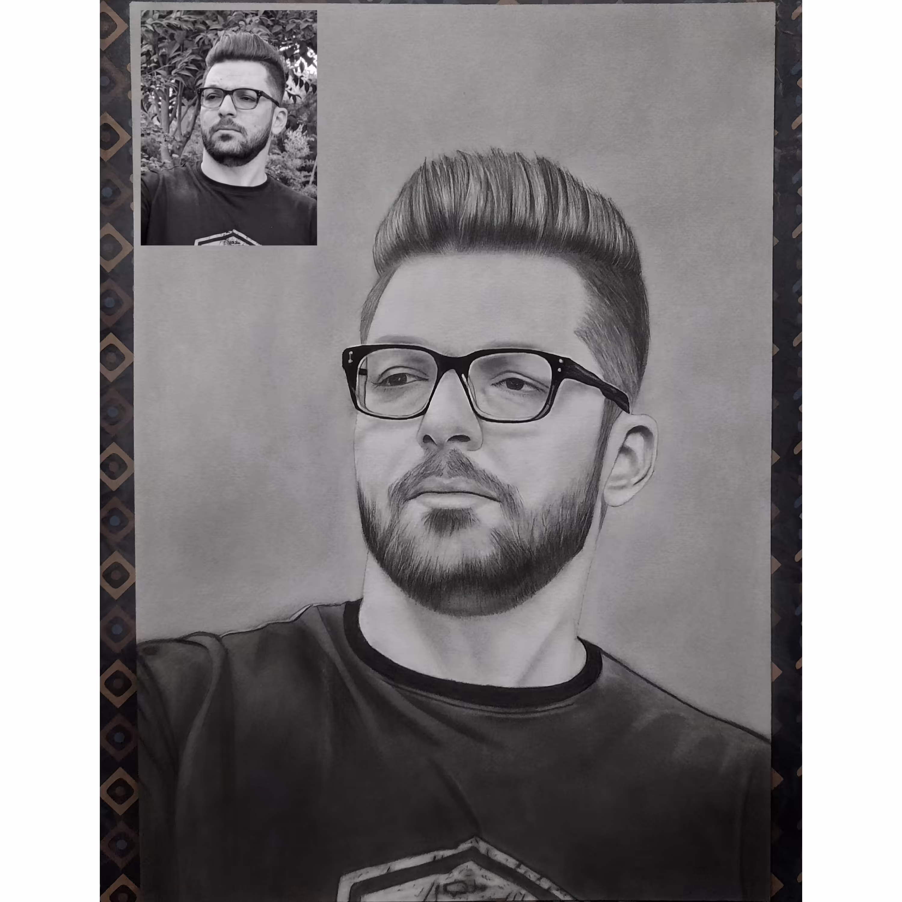 طراحی چهره سیاه قلم با 100 درصد شباهت سایز A3