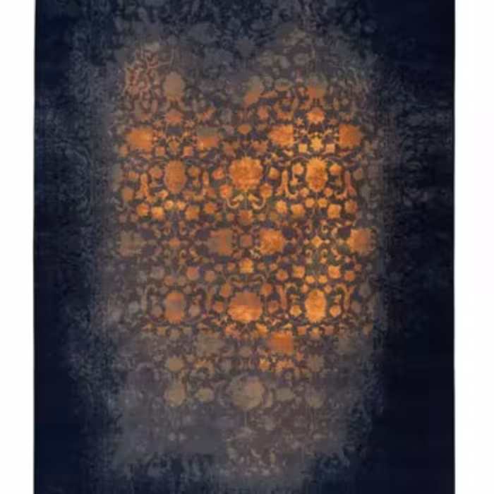 فرش ماشینی(دایره 1در 1.5) طرح کهنه نما کد 100603طلائی 