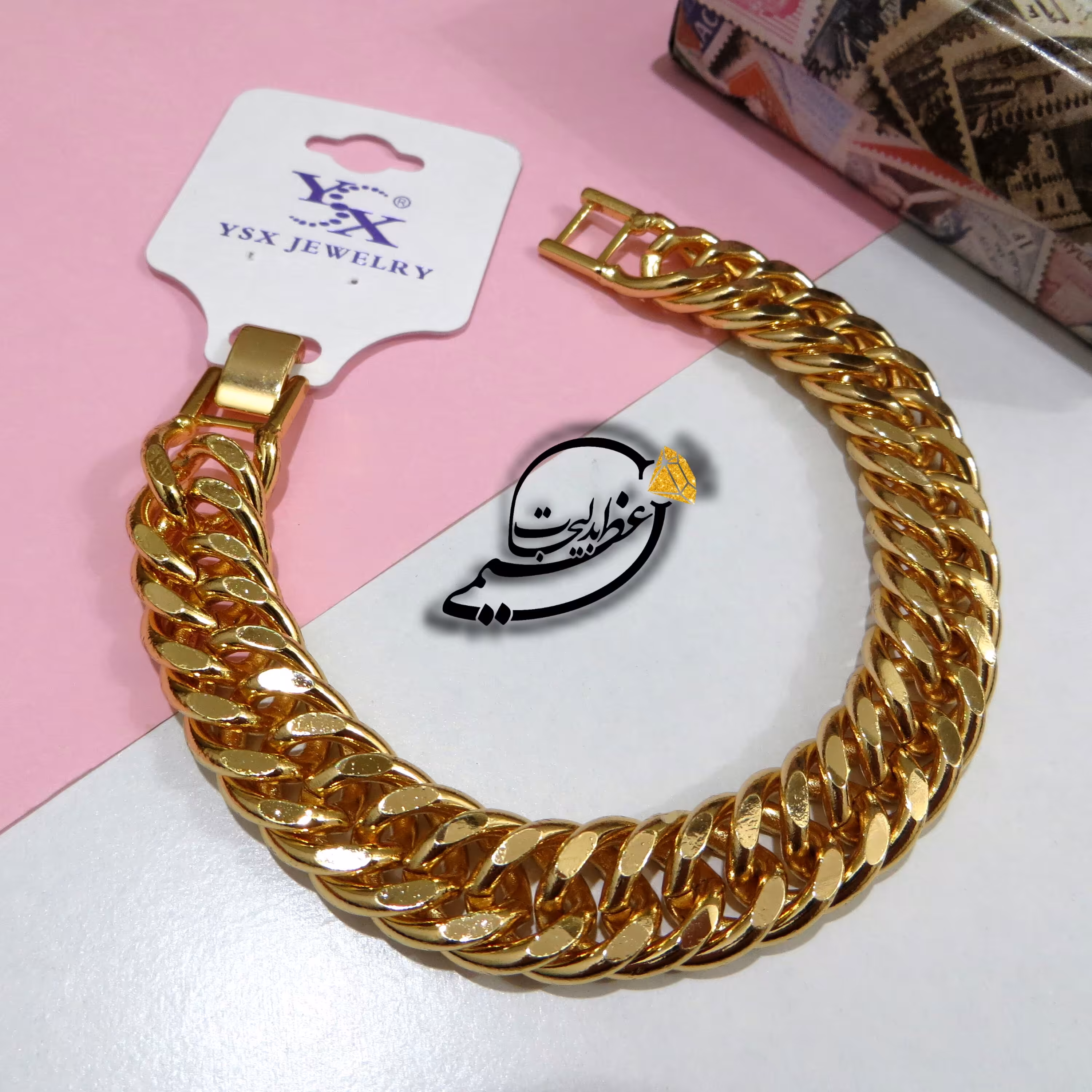 دستبند کارتیر برند YSX از جنس مس و روکش طلا رنگ ثابت بسیار با کیفیت طلایی کد 753