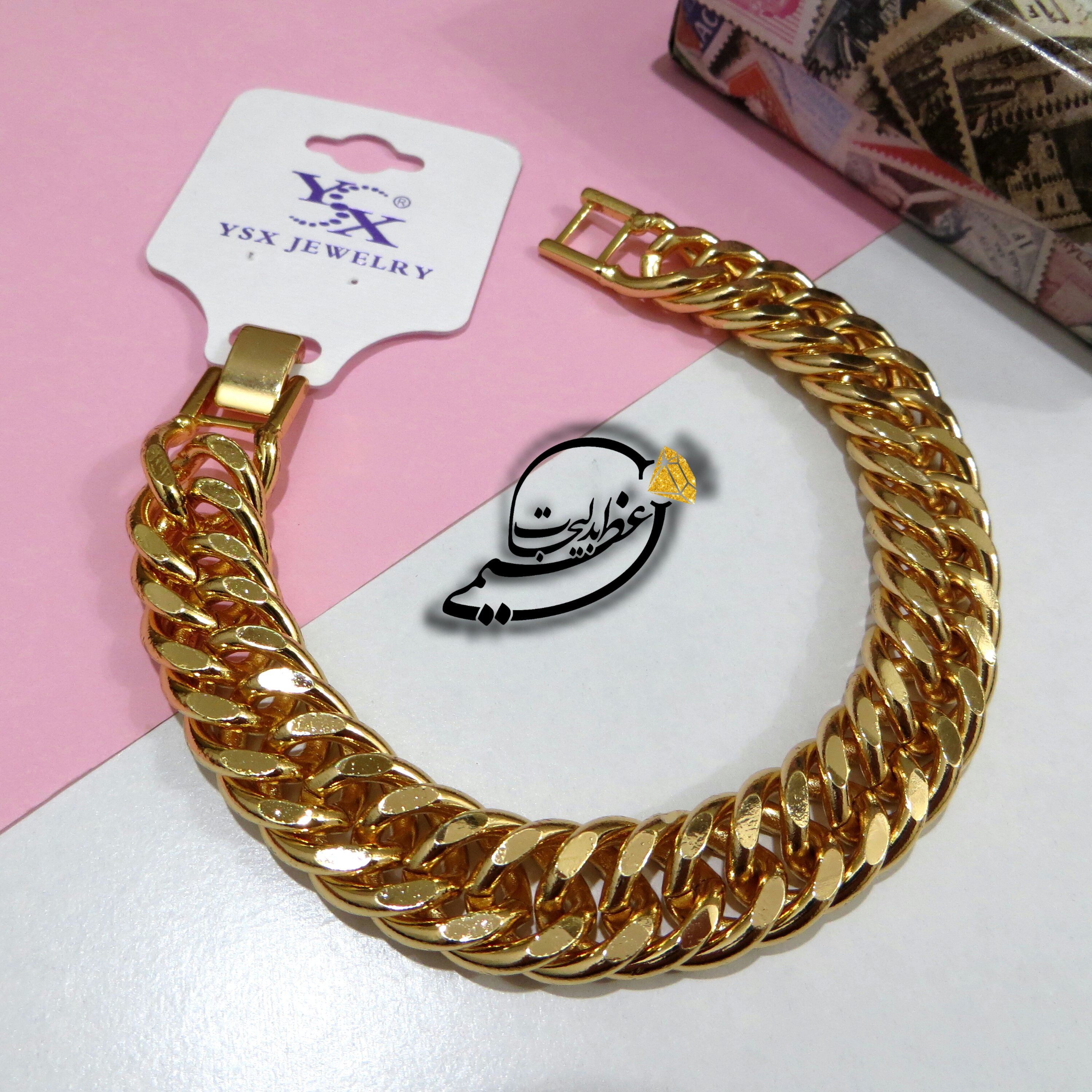 دستبند کارتیر برند YSX از جنس مس و روکش طلا رنگ ثابت بسیار با کیفیت طلایی کد 753