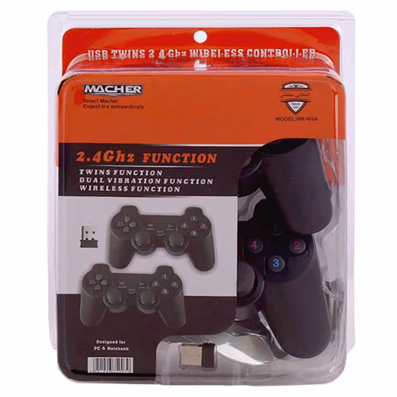 دسته بازی بی سیم دوبل شوک دار مچر Macher MR-64