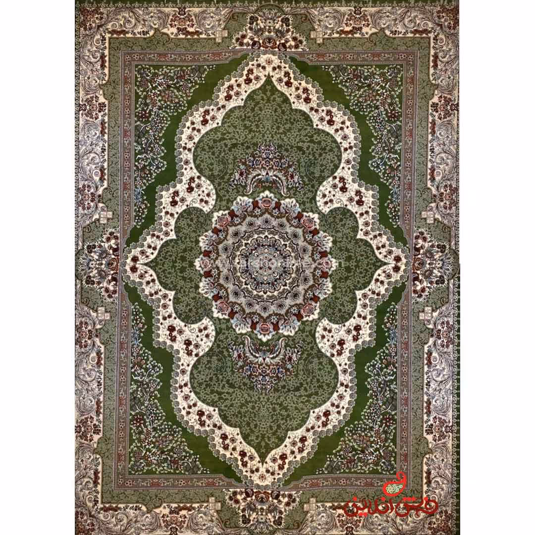 فرش ماشینی شاهکار صفویه 4717 سبز روشن