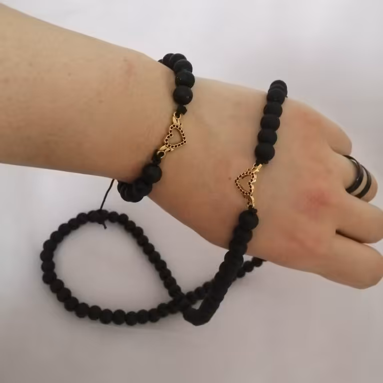 ست دستبند و گردنبند اونیکس پلاک دار شماره یک