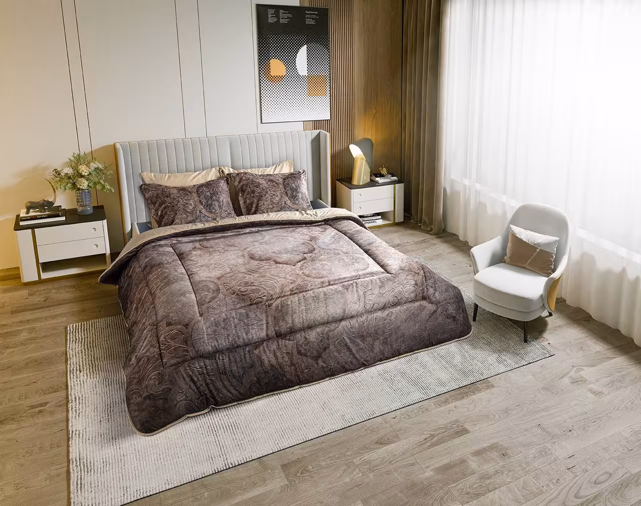 روتختی دونفره مخمل لومانا 6تکه طرح شنل سابو