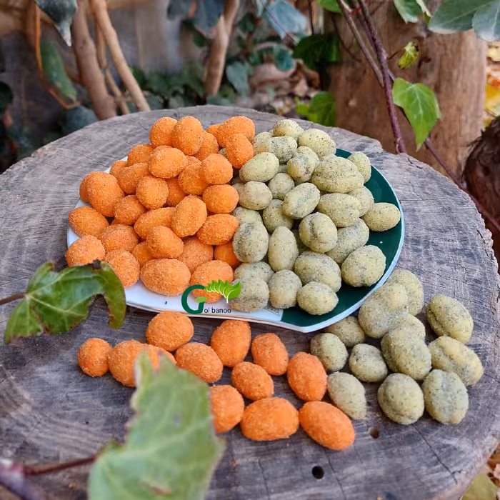 بادام زمینی روکش دار گل بانو(نیم کیلویی) طعم پیاز جعفری فقط موجوده 