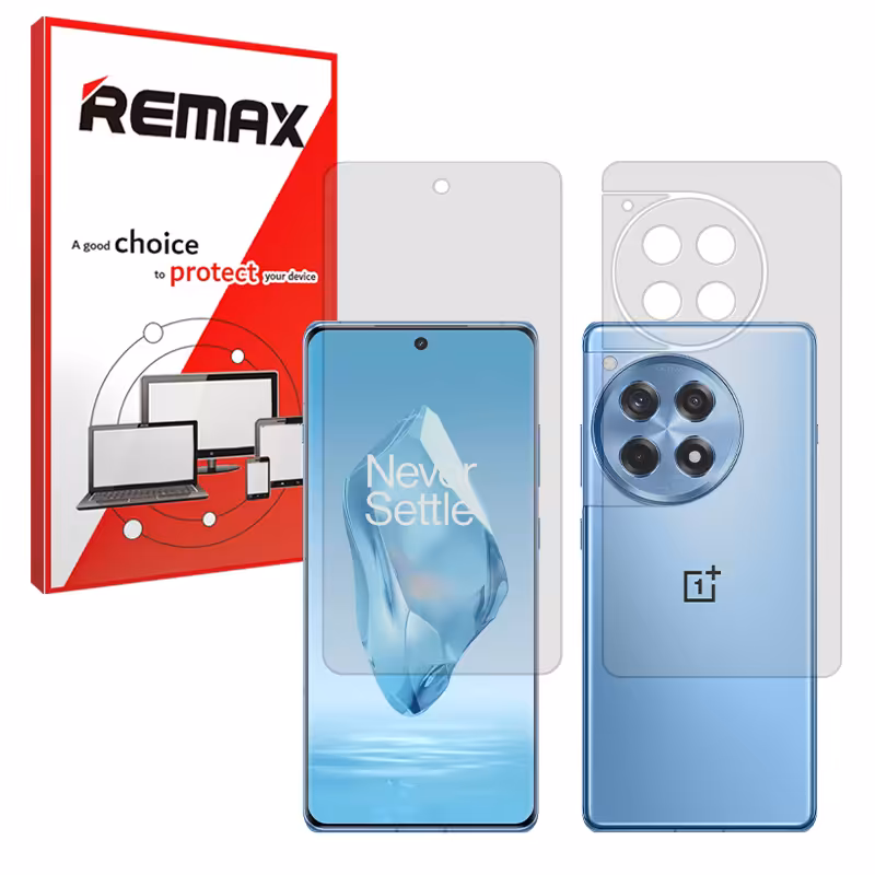 گلس صفحه نمایش و پشت گوشی وان پلاس 12R مدل هیدروژلی مات برند ریمکس کد SS