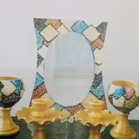 آینه سفالی زیبا و شیک در رنگ بندی زیاد