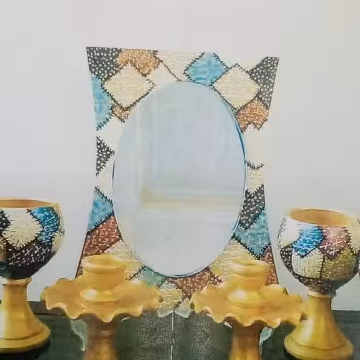 آینه سفالی زیبا و شیک در رنگ بندی زیاد