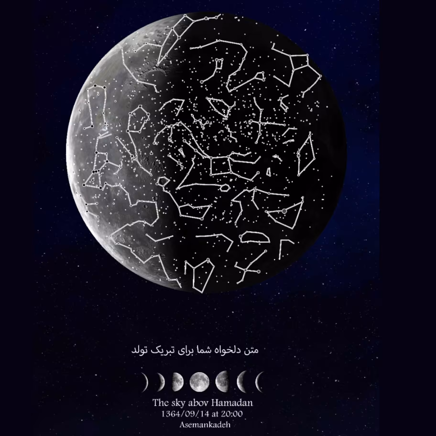 تابلو آسمان شب (طرح ماه)