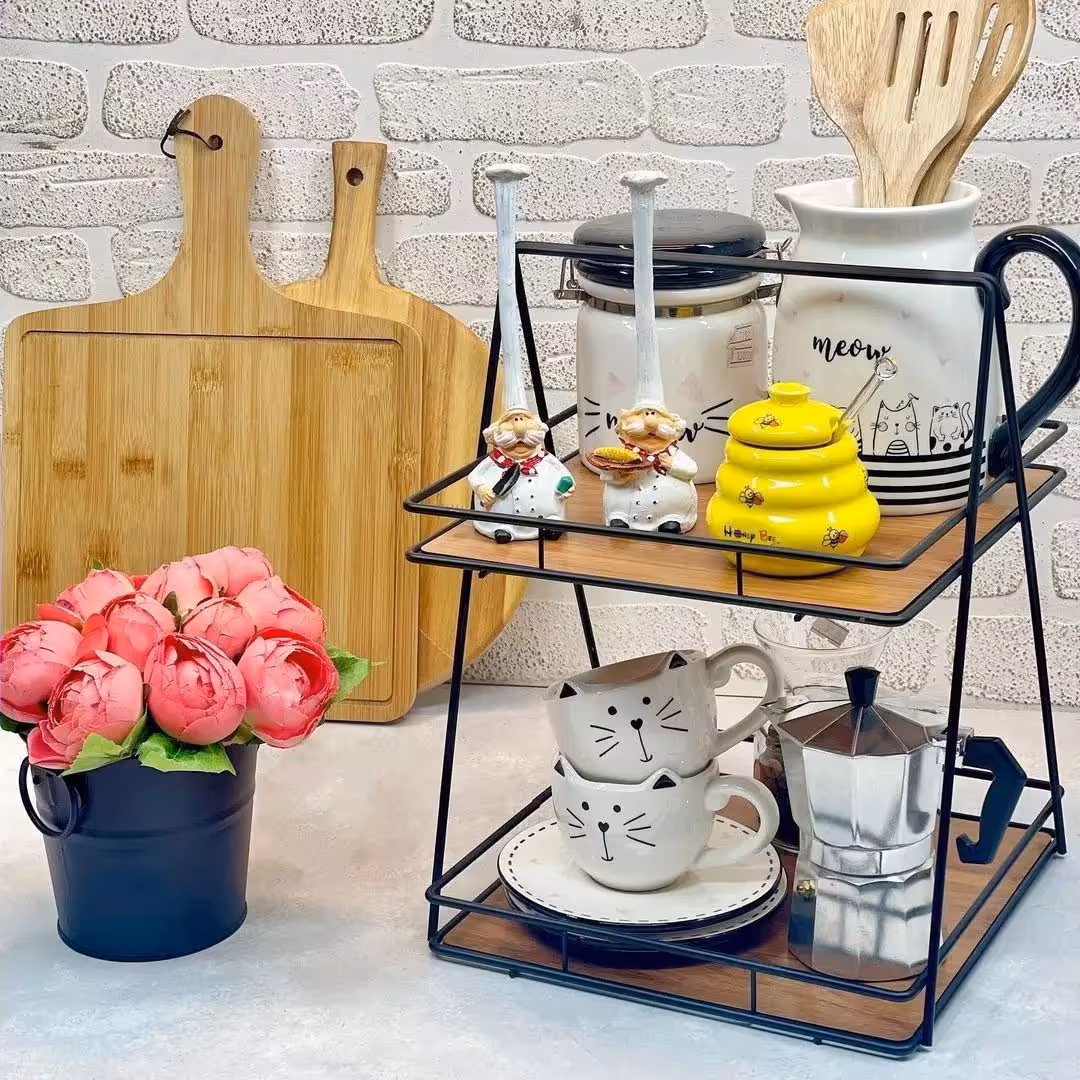 استند دو طبقه کف چوبی