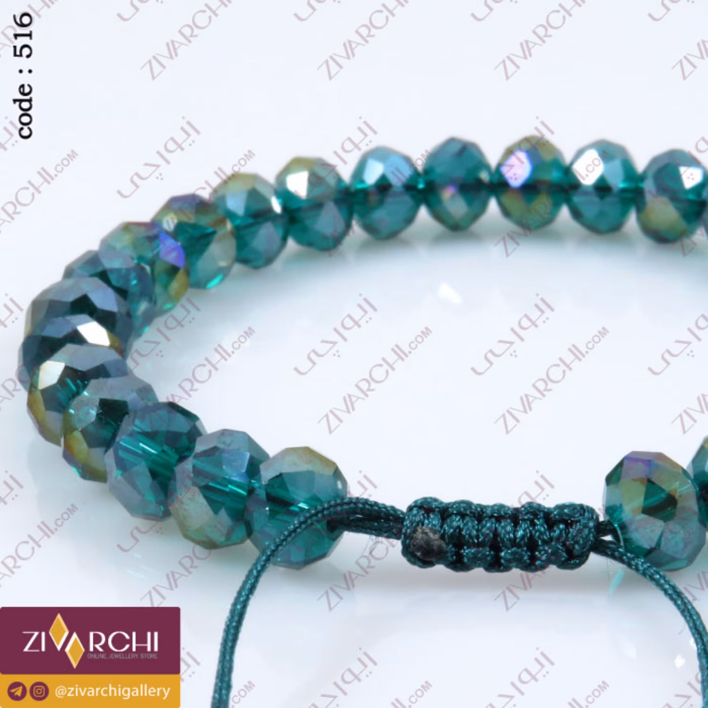 دستبند مهره ای کریستالی 516